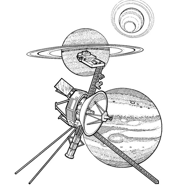 Print Voyager 1, 1977 kleurplaat